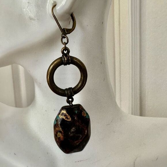 Copper tone beaded drop earrings - Picture 3 of 8